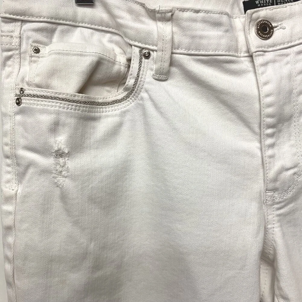 White House Black Market Sz‎ 34 Girlfriend Jeans  Rolled Cuff Denim Distressed